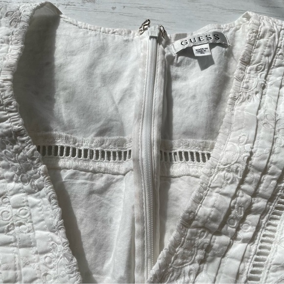 Guess Eyelet White Dress Women XL midi long sleeve modest granny core cottage - Picture 11 of 13